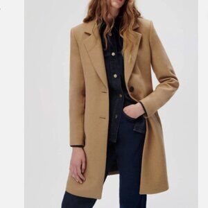 ZARA WOMEN NEW WOOL BLEND COAT MENSWEAR STYLE CAMEL 2411/289 2668/289 XS